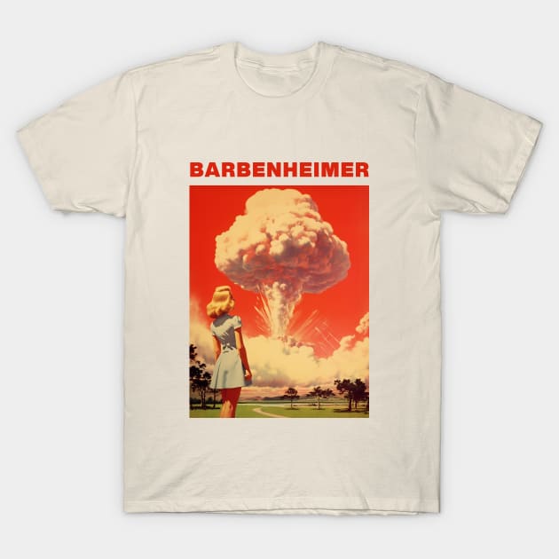 Barbie x Oppenheimer 2023 | BARBENHEIMER T-Shirt by Retro Travel Design